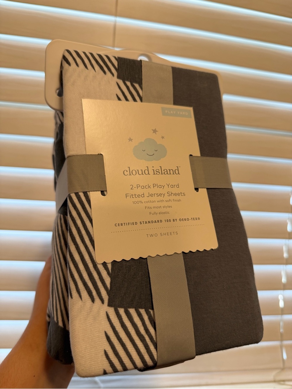 cloud island Gray & White 2-Pack Play Yard Jersey Sheets
